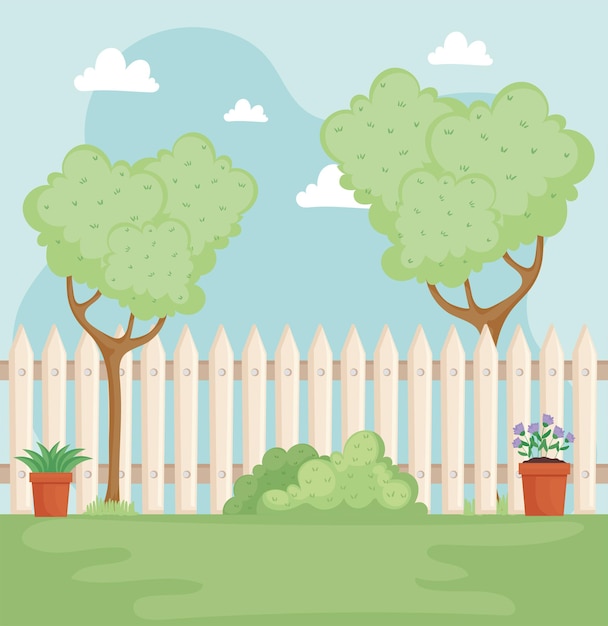 Vector backyard garden scene