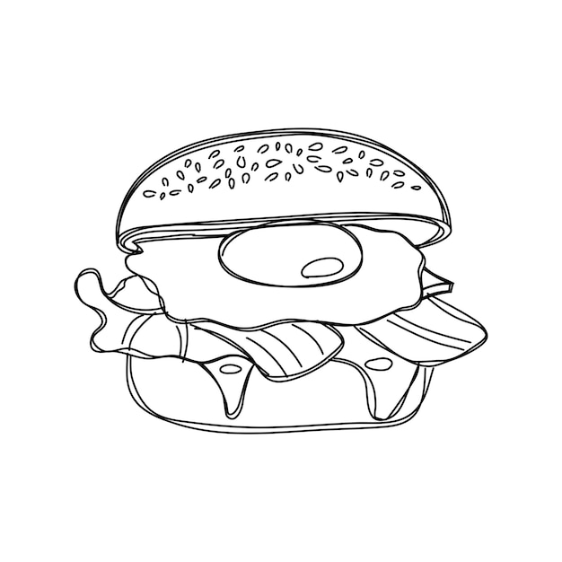 Vector bacon egg sandwich breakfast concept vector hand drawn illustration