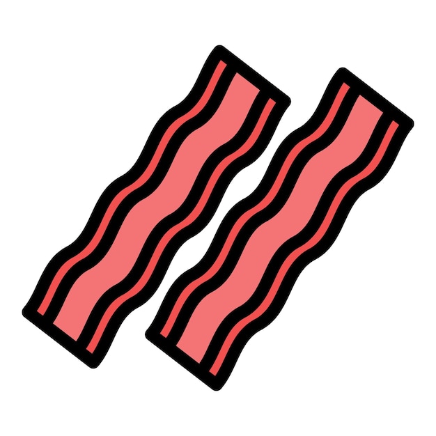 Vector bacon meet icon outline bacon meet vector icon color flat isolated