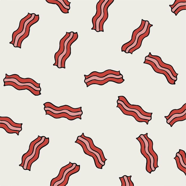 Vector bacon pattern background food vector illustration