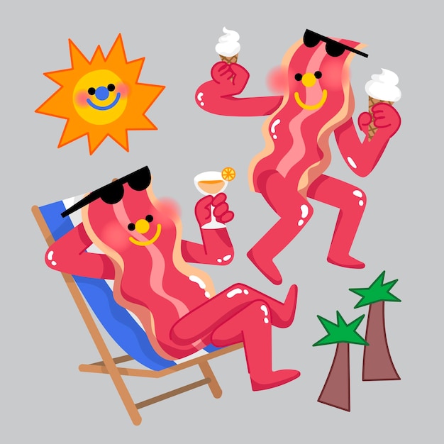 Bacon-personage met zomerplezier