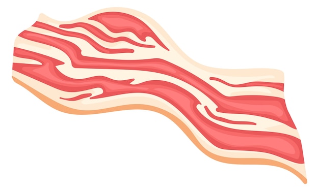 Bacon slice cartoon icoon Rauw varkensvlees geïsoleerd op witte achtergrond