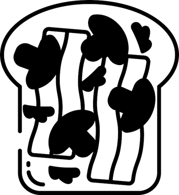 Vector bacon toast glyph and line vector illustration