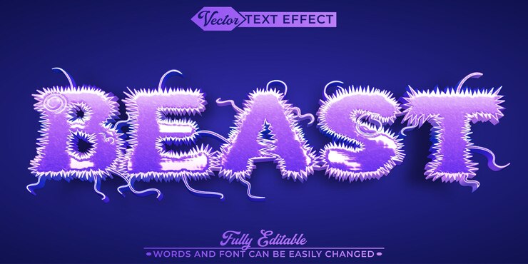 Vector bacteria beast vector editable text effect template