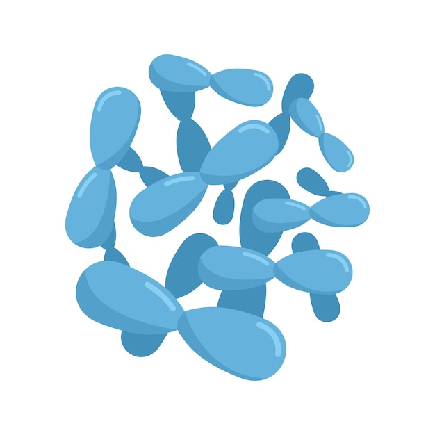 Icona dei batteri vettore piatto lactobacillus probiotico prebiotico intestinale isolato