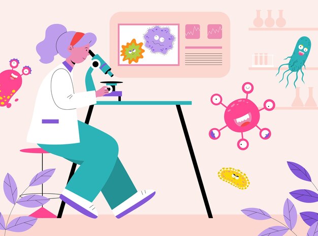 Vector bacteria illustration in flat design