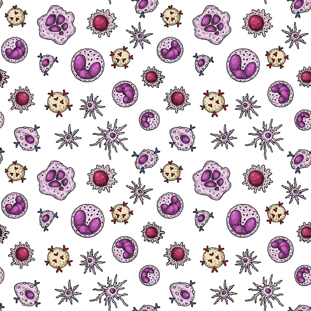 Bacteria and virus seamless pattern