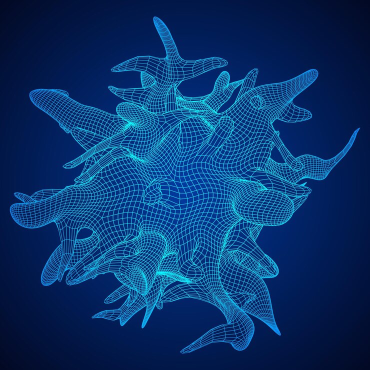 Vector bacteria virus wireframe mesh