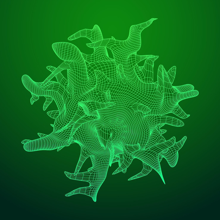 Vector bacteria virus wireframe mesh