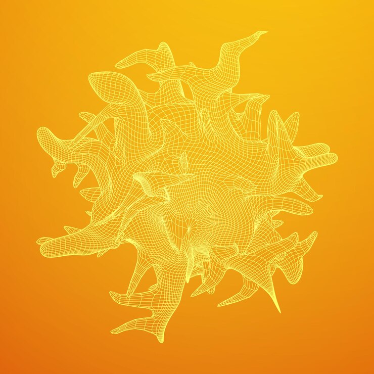 Vector bacteria virus wireframe mesh