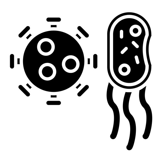 Bacteriën en virussen Glyph Solid Zwarte illustratie
