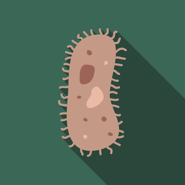 Bacterium flat icon with long shadow biology icon pictogram vector bacterium protozoa virus germ