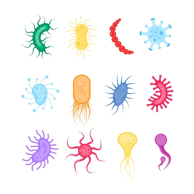 bacterium and germs Icon of microorganisms Illustration of bacteria and microbe organism allergen