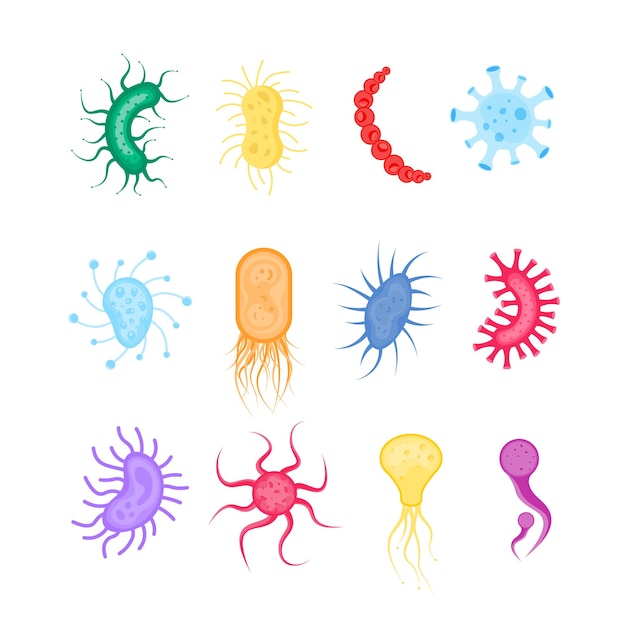 bacterium and germs  Icon of microorganisms Illustration of bacteria and microbe organism allergen