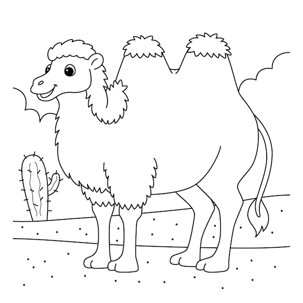 Bactrian Camel Animal Coloring Page for Kids