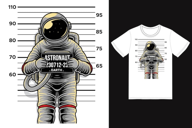 Vettore cattiva illustrazione dell'astronauta con il vettore premium di design della maglietta