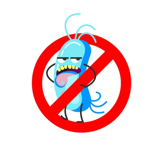 Bad bacteria. vector illustration. sign is prohibited.