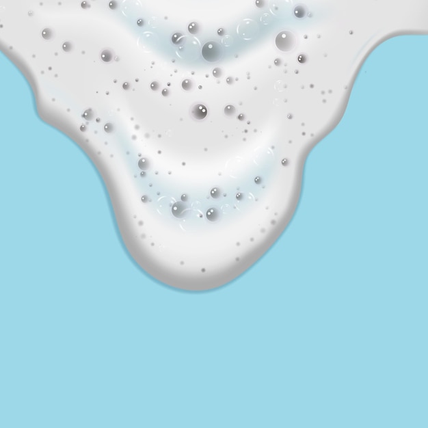 Bad blauw schuim geïsoleerd op een lichte achtergrond. De textuur van shampoobellen.