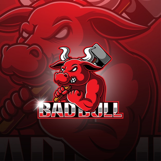 Дизайн логотипа талисмана bad bull esport