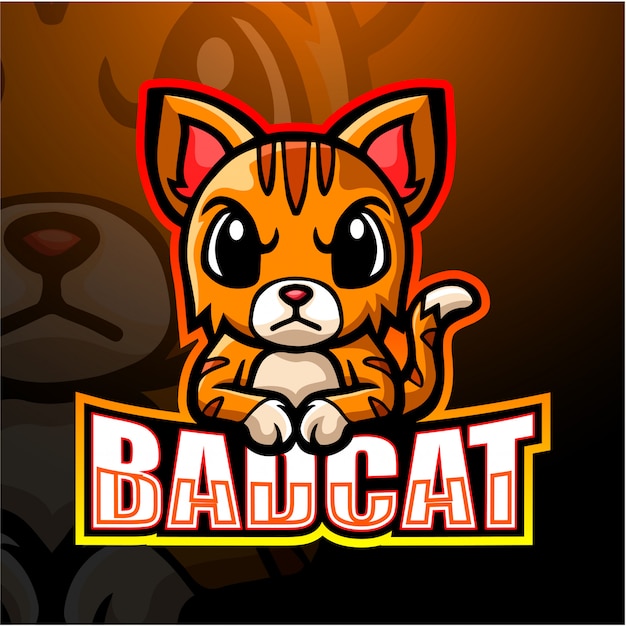 Illustrazione di esport gatto mascotte cattivo