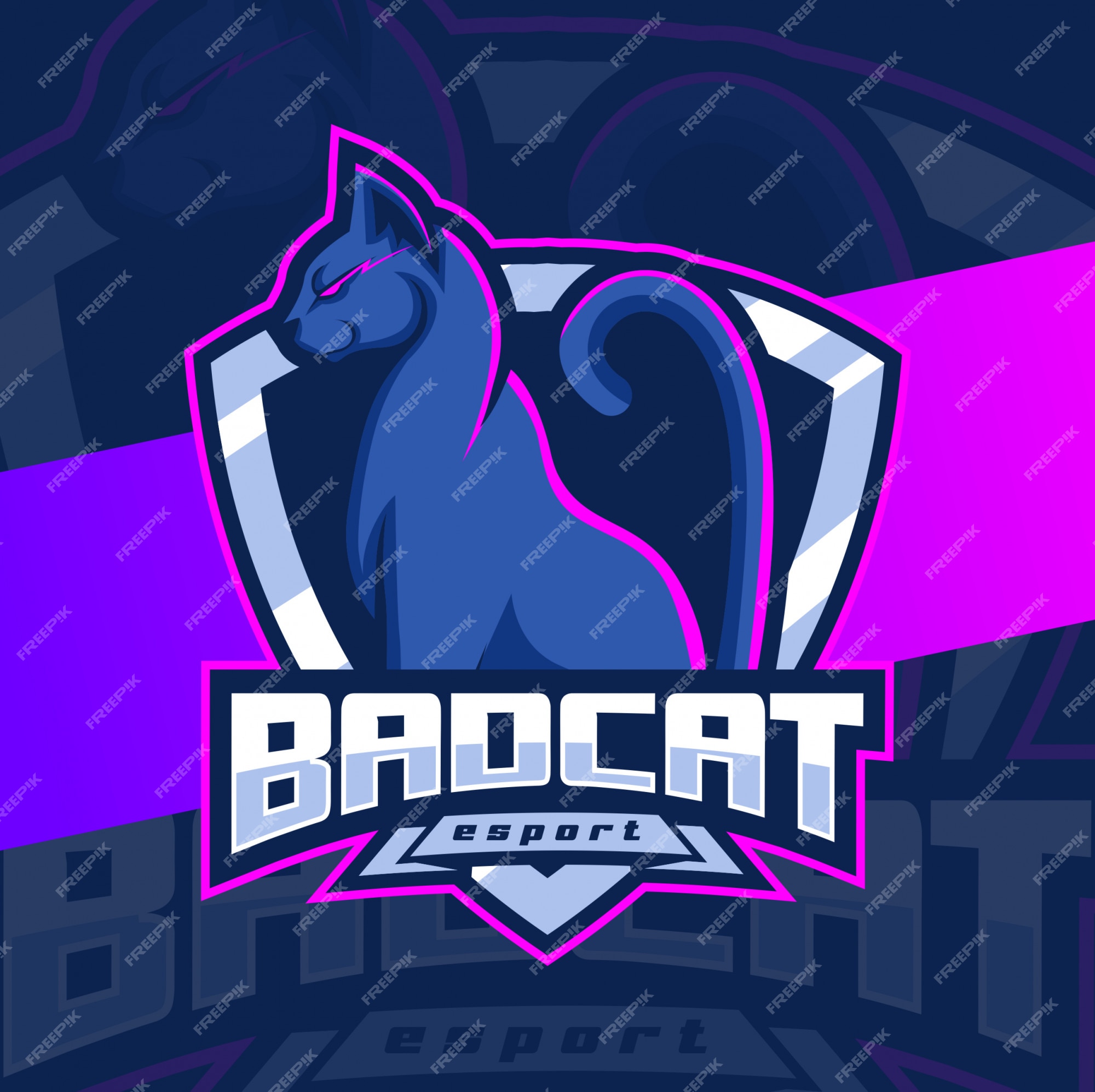 Logo bad cat simple mascot style Royalty Free Vector Image