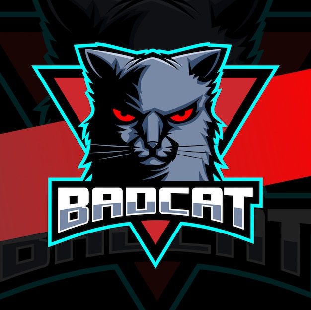 Vector bad cat mascot esport logo