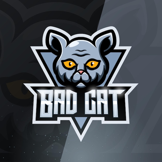 Vector bad cat mascot esport logo