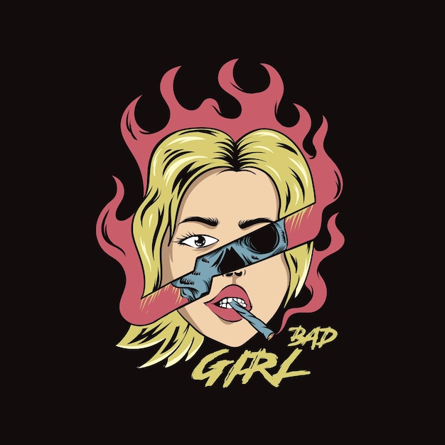 Vector bad girl women pop art illustration