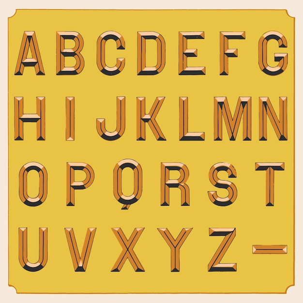 金色の大文字 ヴィンテージの文字 文字のタイプとアルファベット ベクトルイラストのテンプレート