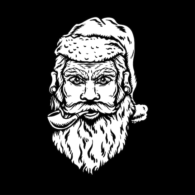 Bad santa vector art illustration isolated on black background