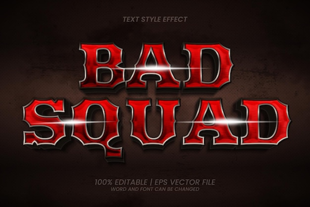 Редактируемый текстовый эффект в игровом стиле Bad Squad 3D