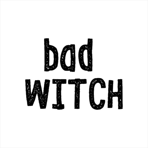 Bad Witch of black ink on a white background