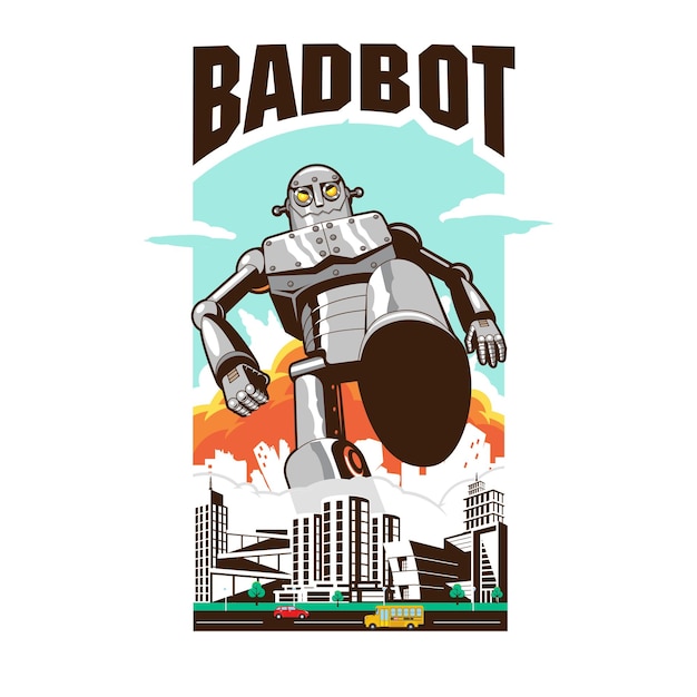 Badbot activa retro stijl vector illustratie