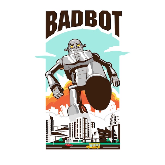 Badbot asset retro style vector illustration