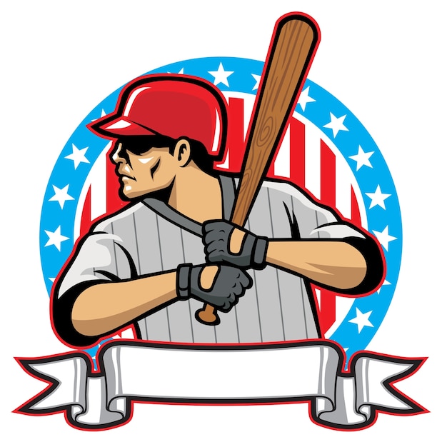 Vector badge design of baseball player