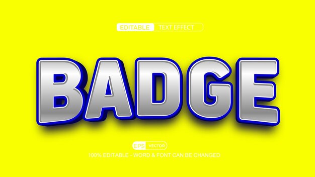 Badge editable text effect vector 3d style with background