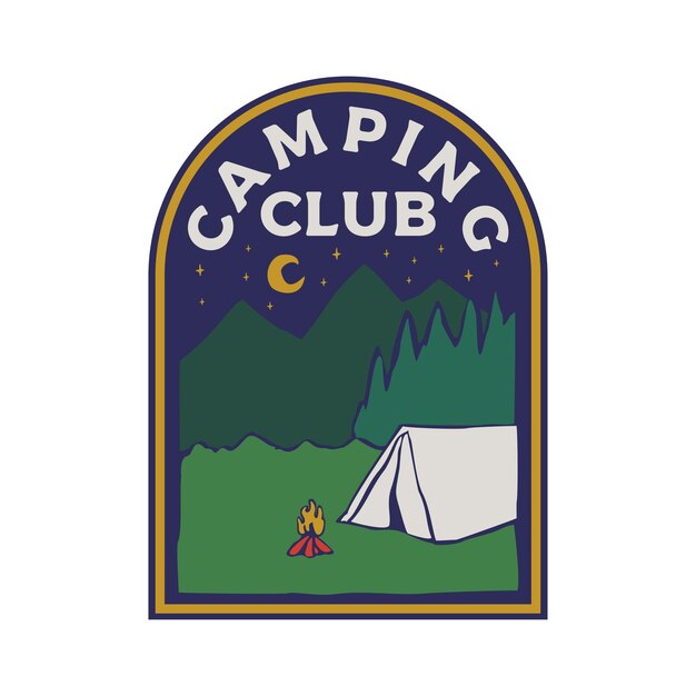 Badge Embleem Vintage Kleurrijk Design Camping Club