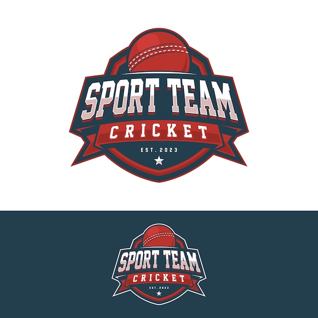 Vettore emblema del cricket logo della squadra di cricket design sportivo della palla di cricket vettore