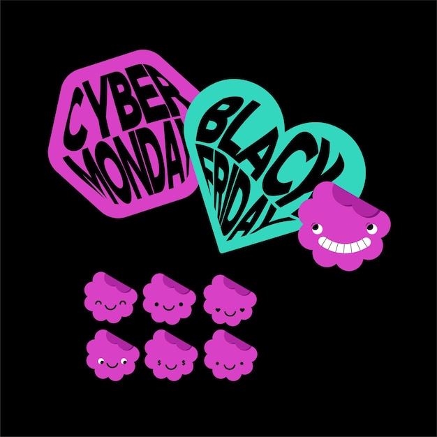 Vector badge and fun sticker black friday and cyber monday modern