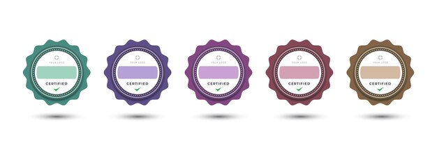 Vector badge logo ontwerp bedrijf zakelijk vrouwelijk decoratief afgerond bloemen set bundel garantie certificeren