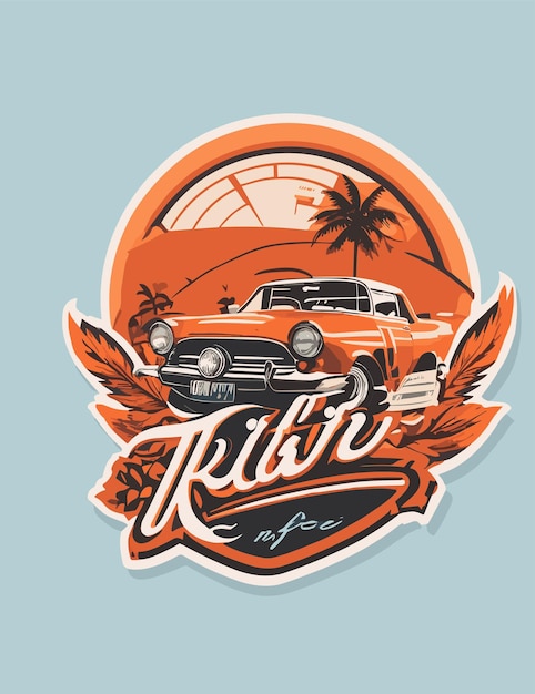 a badge logo of retro car in the 19 century vibes