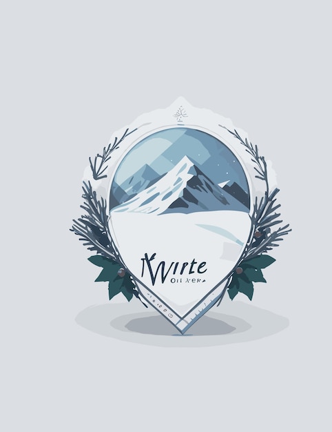 a Badge logo of winter season white background no shadow flat colors