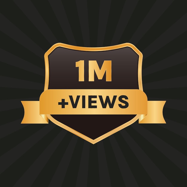 Badge met 1 miljoen views of gouden label van 1 miljoen views