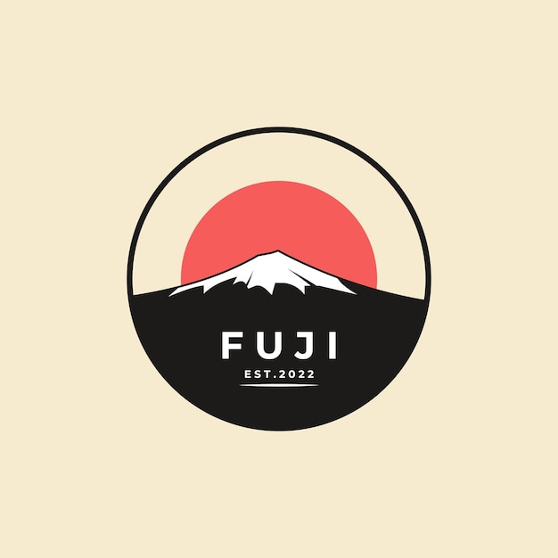 Badge mountain fuji giappone logo modello di progettazione vettoriale