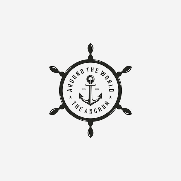 Badge of Anchor Cruise Ship Vintage Logo afbeelding ontwerp van Pirates Navy Concept