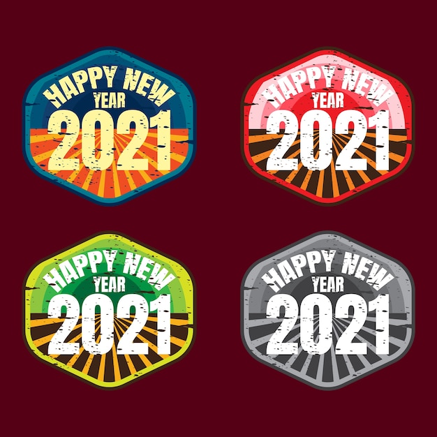 Vettore badge pack di felice anno nuovo