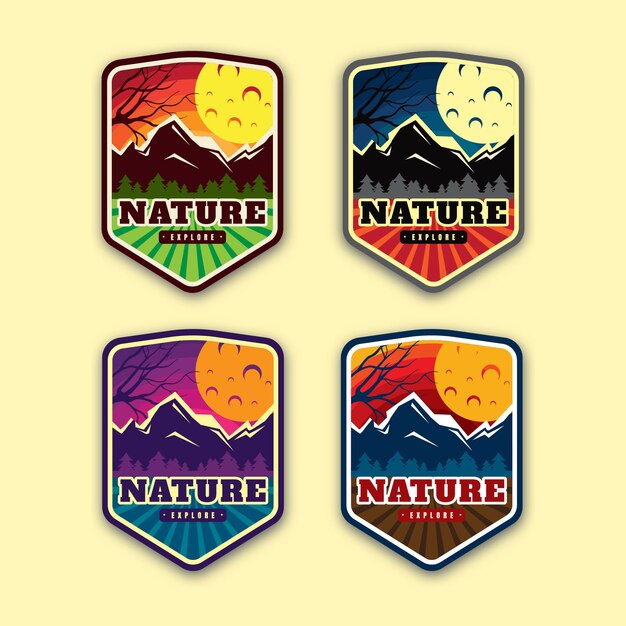 Badge pack of nature explore illustration