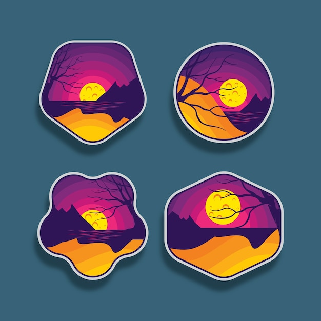 Vector badge pack of sunrise illustration