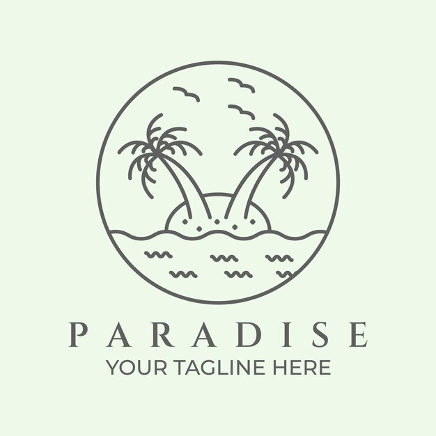 Значок райского логотипа линии искусства минималистский дизайн волна