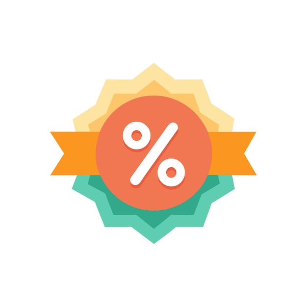 Badge percent isolated flat vector illustration